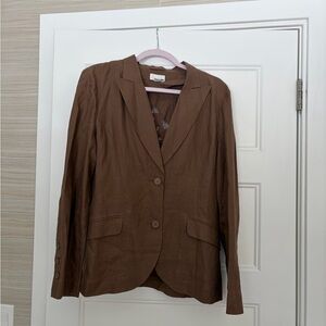H&M Chocolate Brown Women's Blazer size 12, 100% Linen